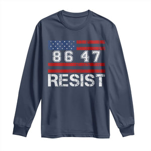 8647 Resist Long Sleeve Shirt Retro Social Justice American Flag TS10 Navy Print Your Wear
