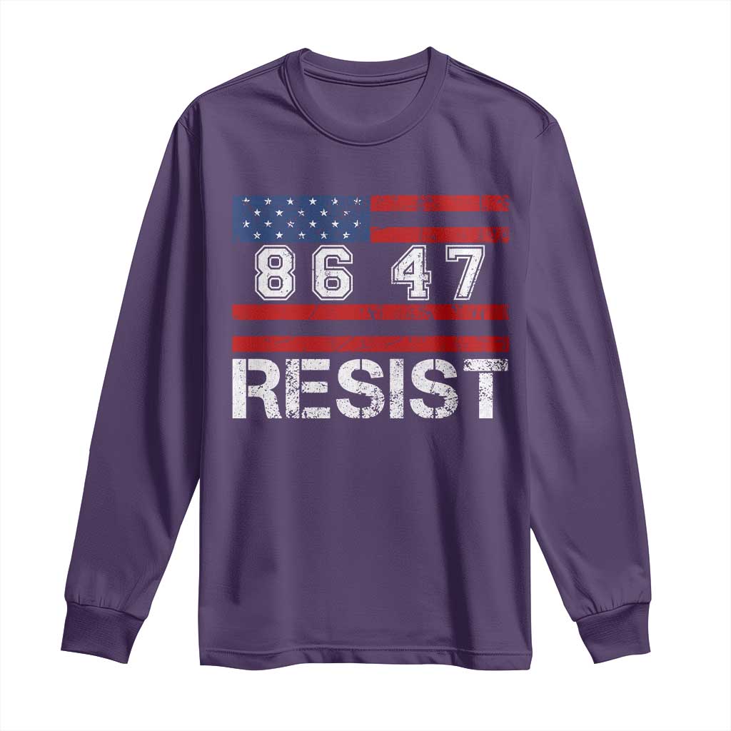 8647 Resist Long Sleeve Shirt Retro Social Justice American Flag TS10 Purple Print Your Wear