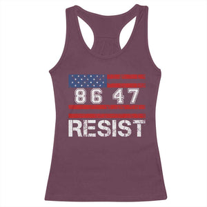 8647 Resist Racerback Tank Top Retro Social Justice American Flag TS10 Maroon Print Your Wear
