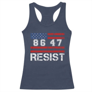 8647 Resist Racerback Tank Top Retro Social Justice American Flag TS10 Navy Print Your Wear