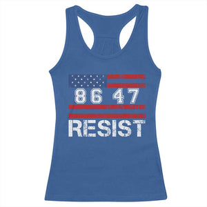 8647 Resist Racerback Tank Top Retro Social Justice American Flag TS10 Royal Blue Print Your Wear