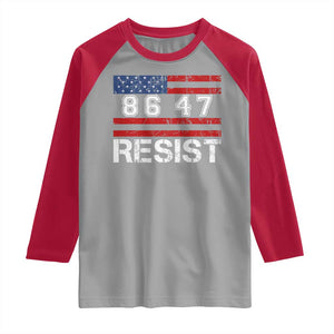 8647 Resist Raglan Shirt Retro Social Justice American Flag TS10 Sport Gray Red Print Your Wear