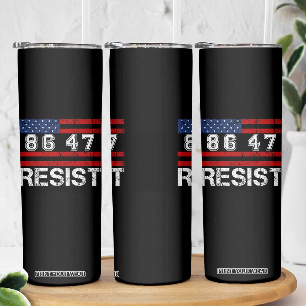 8647 Resist Skinny Tumbler Retro Social Justice American Flag TS10 Print Your Wear