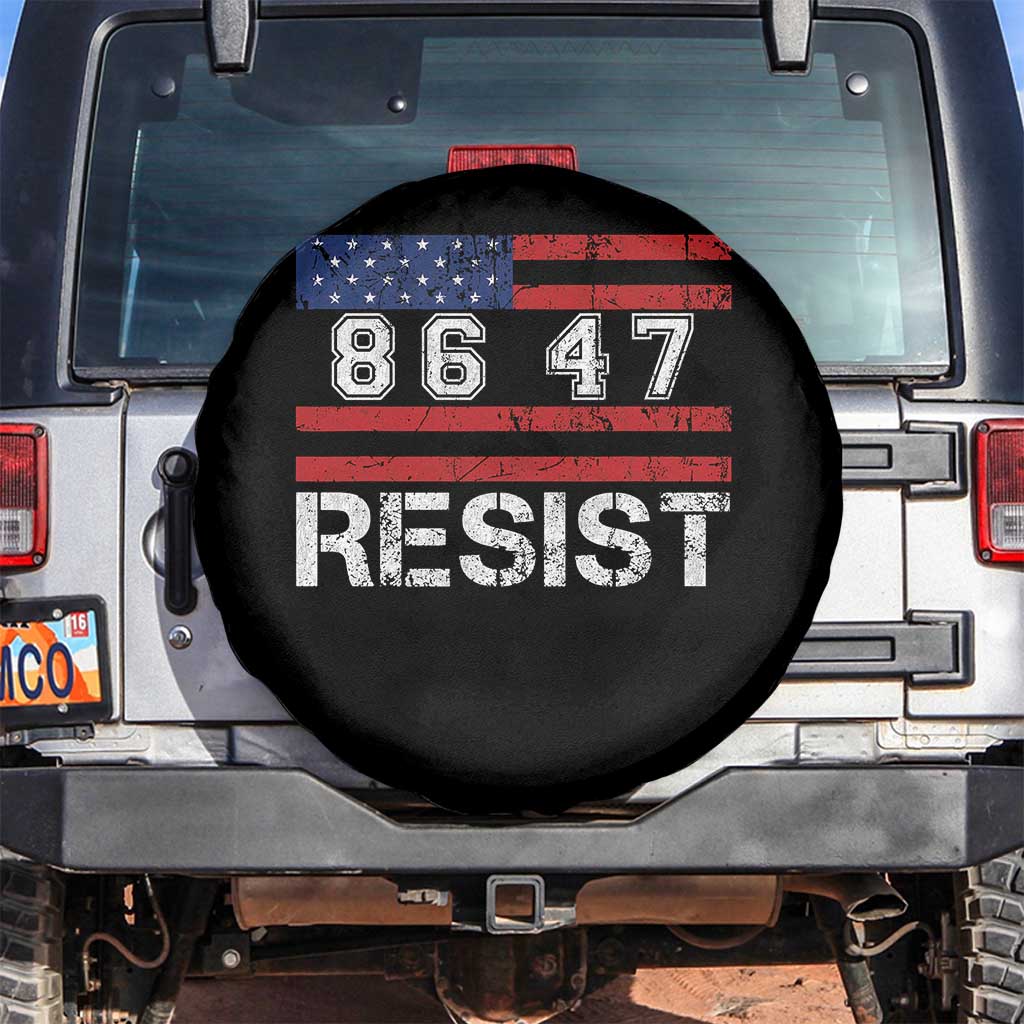 8647 Resist Spare Tire Cover Retro Social Justice American Flag TS10 No hole Black Print Your Wear