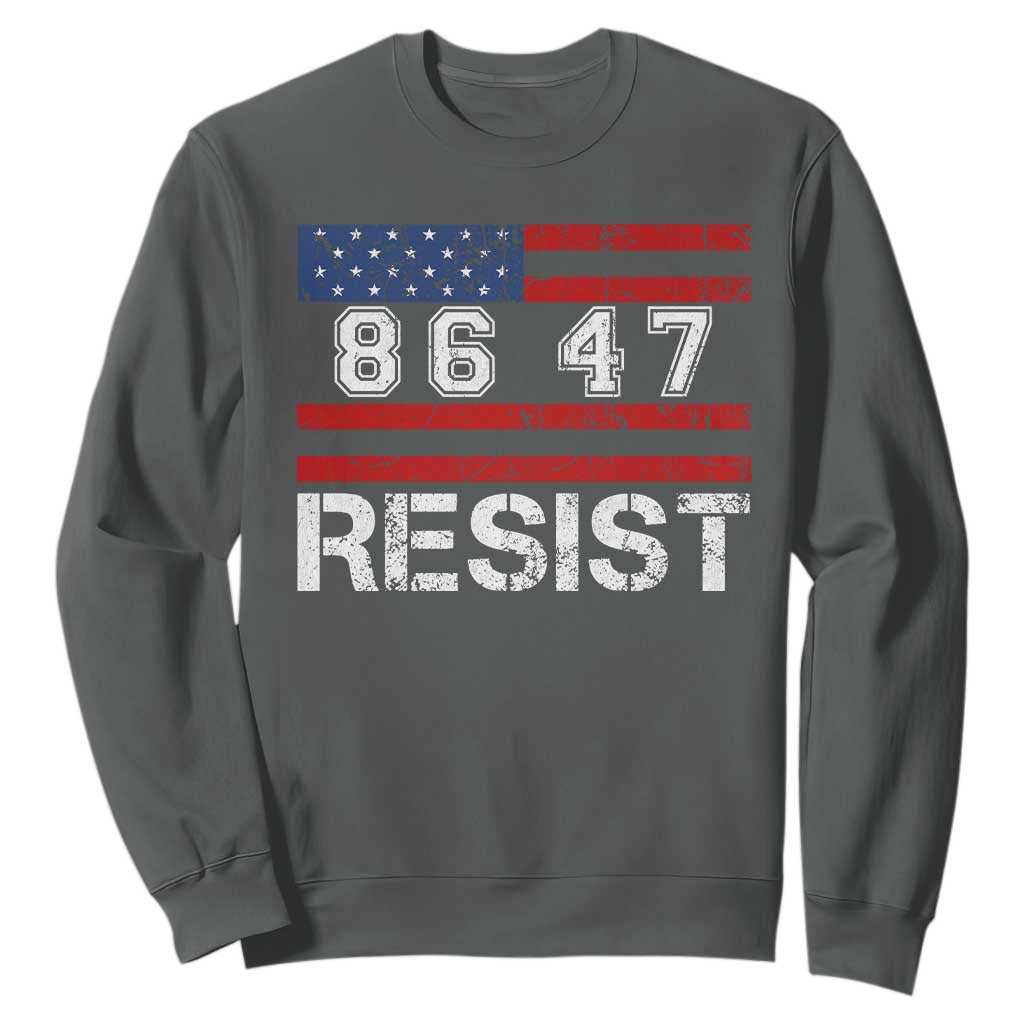 8647 Resist Sweatshirt Retro Social Justice American Flag TS10 Dark Heather Print Your Wear