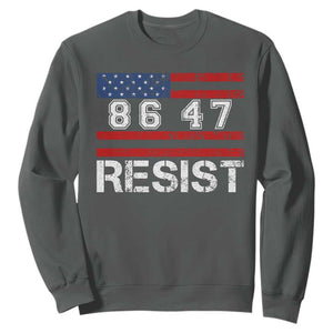8647 Resist Sweatshirt Retro Social Justice American Flag TS10 Dark Heather Print Your Wear