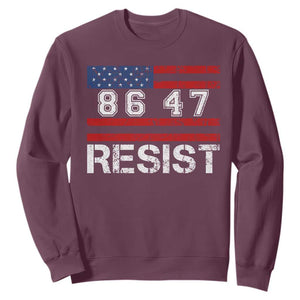 8647 Resist Sweatshirt Retro Social Justice American Flag TS10 Maroon Print Your Wear