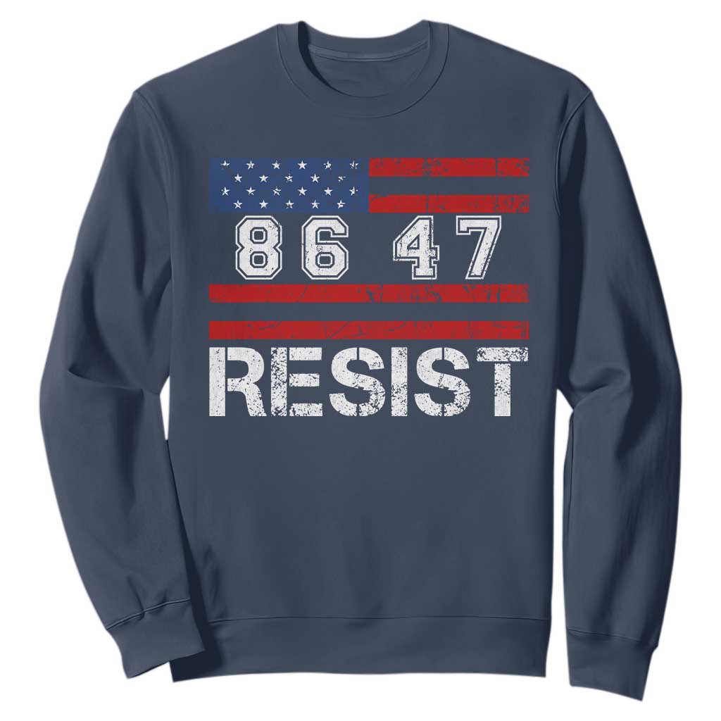 8647 Resist Sweatshirt Retro Social Justice American Flag TS10 Navy Print Your Wear