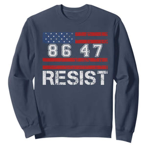 8647 Resist Sweatshirt Retro Social Justice American Flag TS10 Navy Print Your Wear
