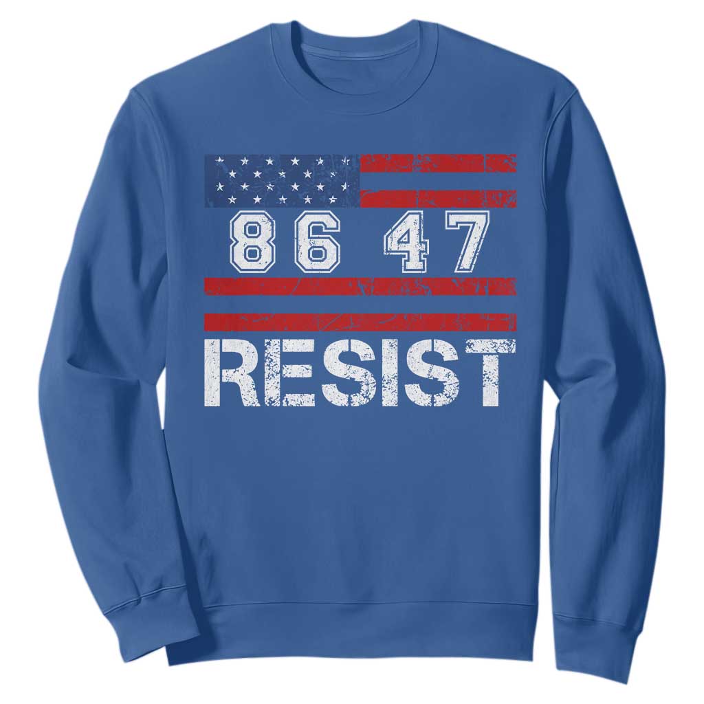 8647 Resist Sweatshirt Retro Social Justice American Flag TS10 Royal Blue Print Your Wear