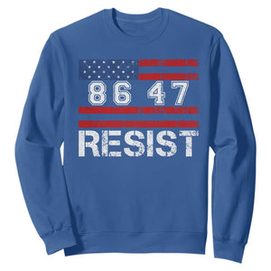 8647 Resist Sweatshirt Retro Social Justice American Flag TS10 Royal Blue Print Your Wear
