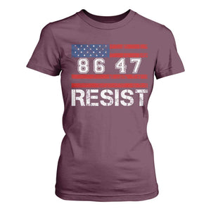 8647 Resist T Shirt For Women Retro Social Justice American Flag TS10 Maroon Print Your Wear