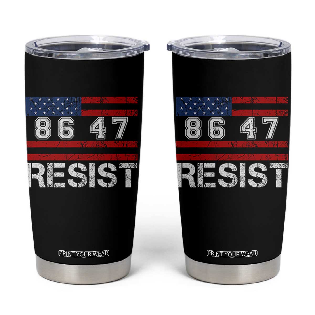 8647 Resist Tumbler Cup Retro Social Justice American Flag TS10 Black Print Your Wear