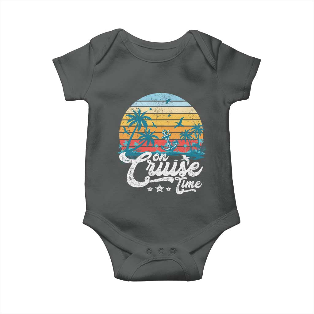 On Cruise Time Baby Onesie Retro Summer Vacation Cruising TS10 Dark Heather Print Your Wear