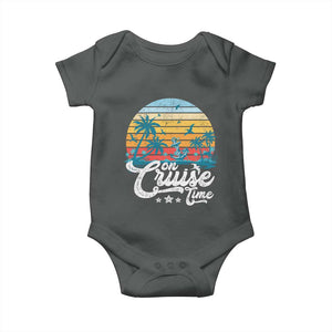 On Cruise Time Baby Onesie Retro Summer Vacation Cruising TS10 Dark Heather Print Your Wear
