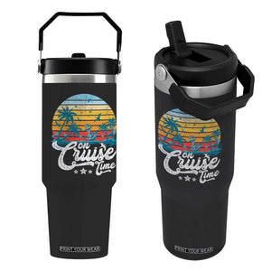 On Cruise Time Flip Straw Tumbler Retro Summer Vacation Cruising TS10 One Size: 30 oz Black Print Your Wear