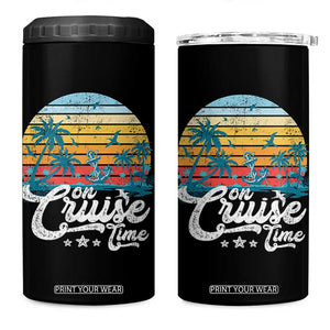 On Cruise Time 4 in 1 Can Cooler Tumbler Retro Summer Vacation Cruising TS10 One Size: 16 oz Black Print Your Wear