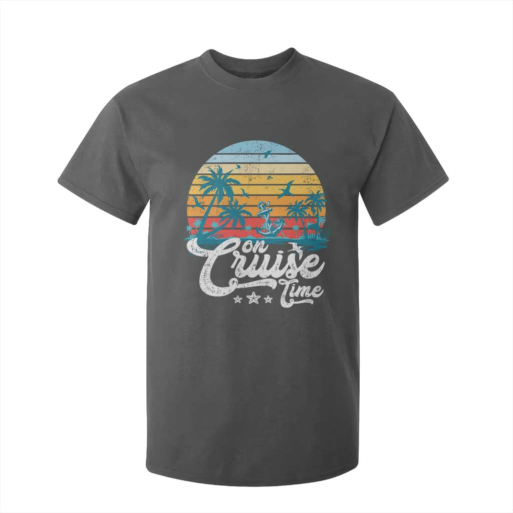 On Cruise Time T Shirt For Kid Retro Summer Vacation Cruising TS10 Dark Heather Print Your Wear