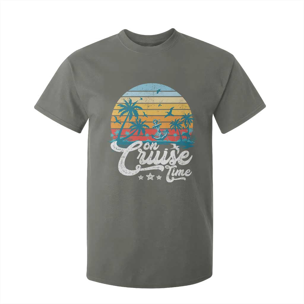 On Cruise Time T Shirt For Kid Retro Summer Vacation Cruising TS10 Military Green Print Your Wear