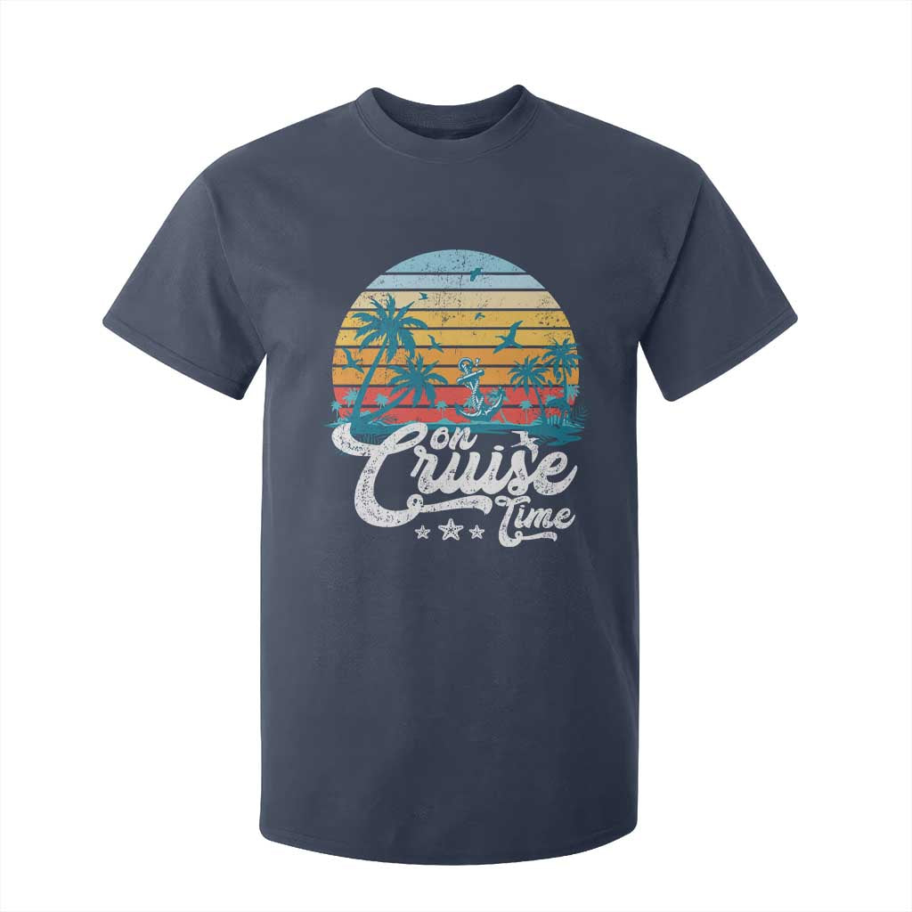 On Cruise Time T Shirt For Kid Retro Summer Vacation Cruising TS10 Navy Print Your Wear