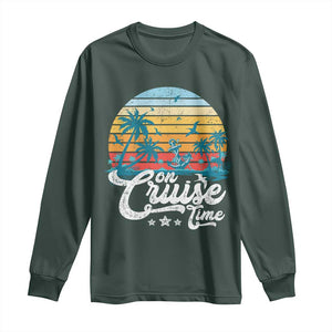 On Cruise Time Long Sleeve Shirt Retro Summer Vacation Cruising TS10 Dark Forest Green Print Your Wear