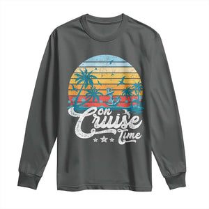 On Cruise Time Long Sleeve Shirt Retro Summer Vacation Cruising TS10 Dark Heather Print Your Wear