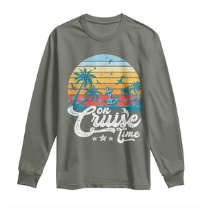 On Cruise Time Long Sleeve Shirt Retro Summer Vacation Cruising TS10 Military Green Print Your Wear