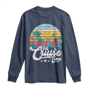 On Cruise Time Long Sleeve Shirt Retro Summer Vacation Cruising TS10 Navy Print Your Wear