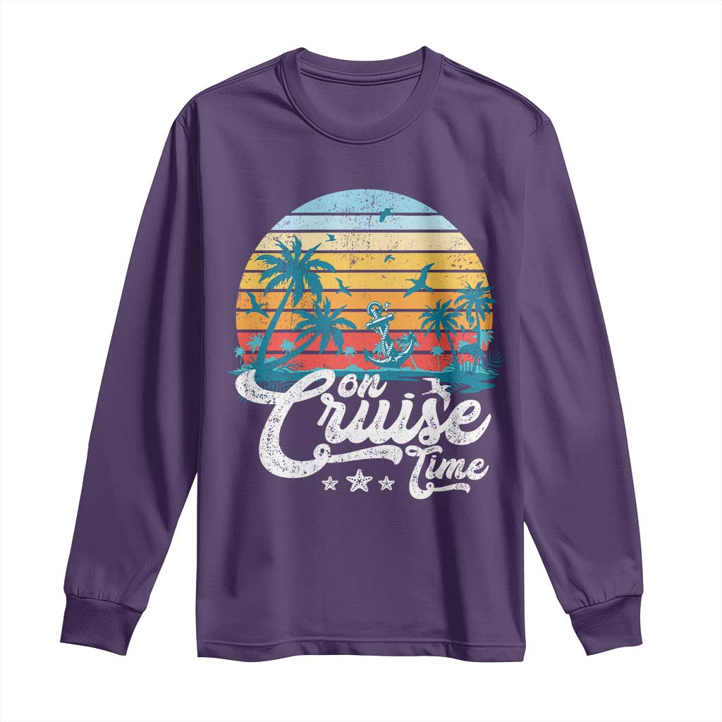 On Cruise Time Long Sleeve Shirt Retro Summer Vacation Cruising TS10 Purple Print Your Wear