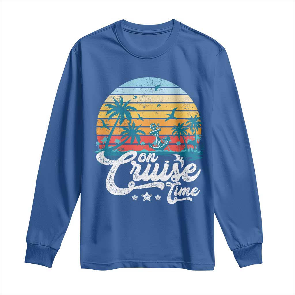 On Cruise Time Long Sleeve Shirt Retro Summer Vacation Cruising TS10 Royal Blue Print Your Wear