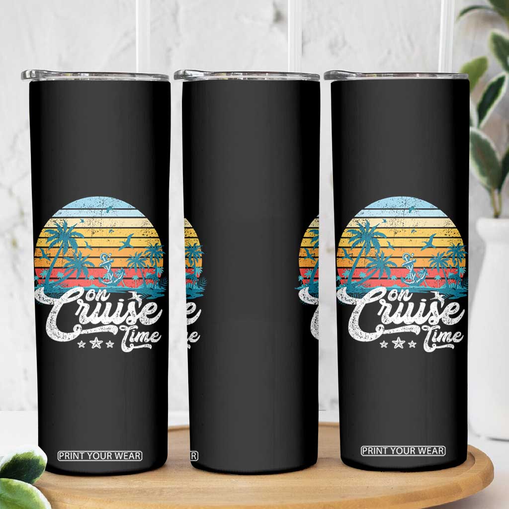 On Cruise Time Skinny Tumbler Retro Summer Vacation Cruising TS10 Print Your Wear