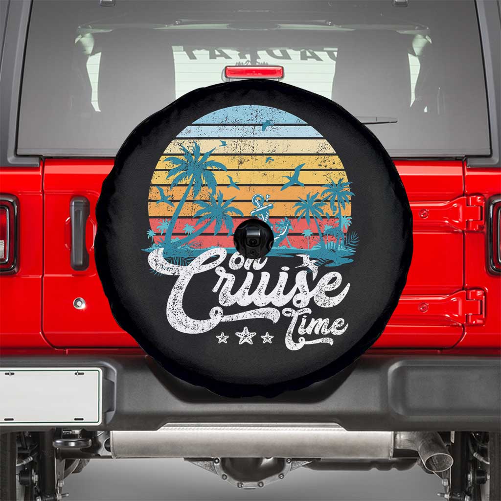 On Cruise Time Spare Tire Cover Retro Summer Vacation Cruising TS10 Black Print Your Wear