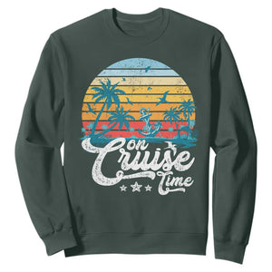 On Cruise Time Sweatshirt Retro Summer Vacation Cruising TS10 Dark Forest Green Print Your Wear