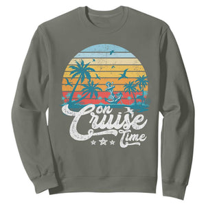 On Cruise Time Sweatshirt Retro Summer Vacation Cruising TS10 Military Green Print Your Wear