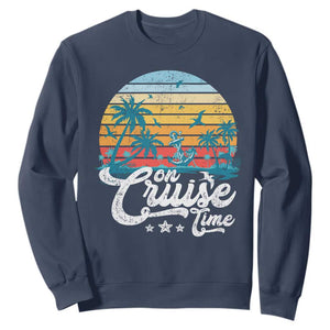 On Cruise Time Sweatshirt Retro Summer Vacation Cruising TS10 Navy Print Your Wear