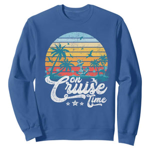 On Cruise Time Sweatshirt Retro Summer Vacation Cruising TS10 Royal Blue Print Your Wear