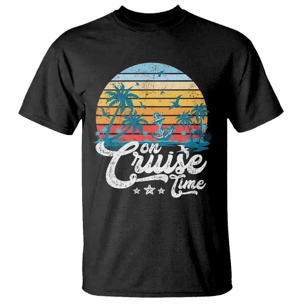 On Cruise Time T Shirt Retro Summer Vacation Cruising TS10 Black Print Your Wear