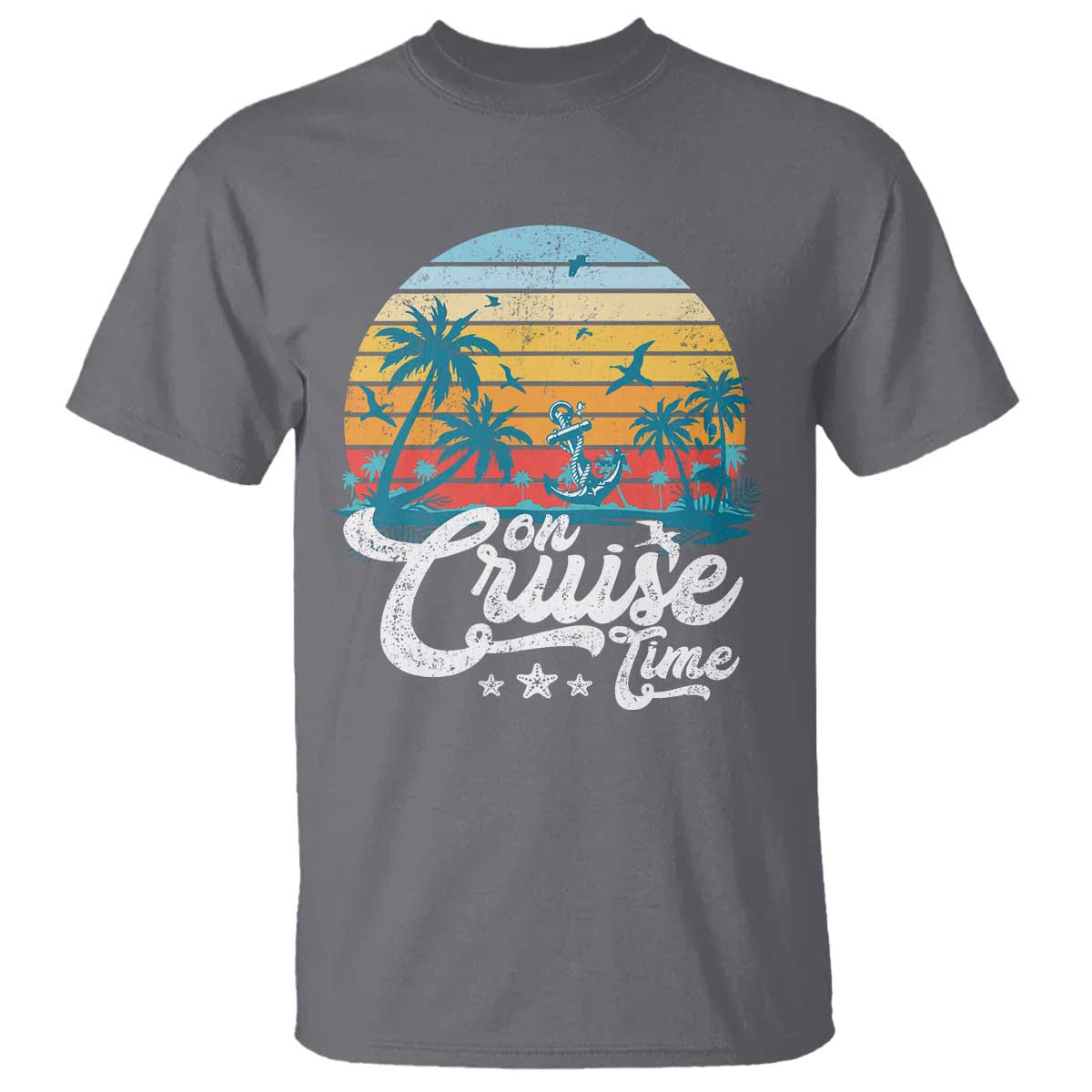 On Cruise Time T Shirt Retro Summer Vacation Cruising TS10 Charcoal Print Your Wear