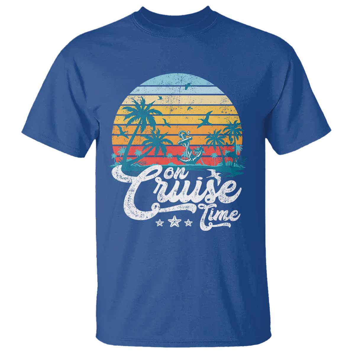 On Cruise Time T Shirt Retro Summer Vacation Cruising TS10 Royal Blue Print Your Wear