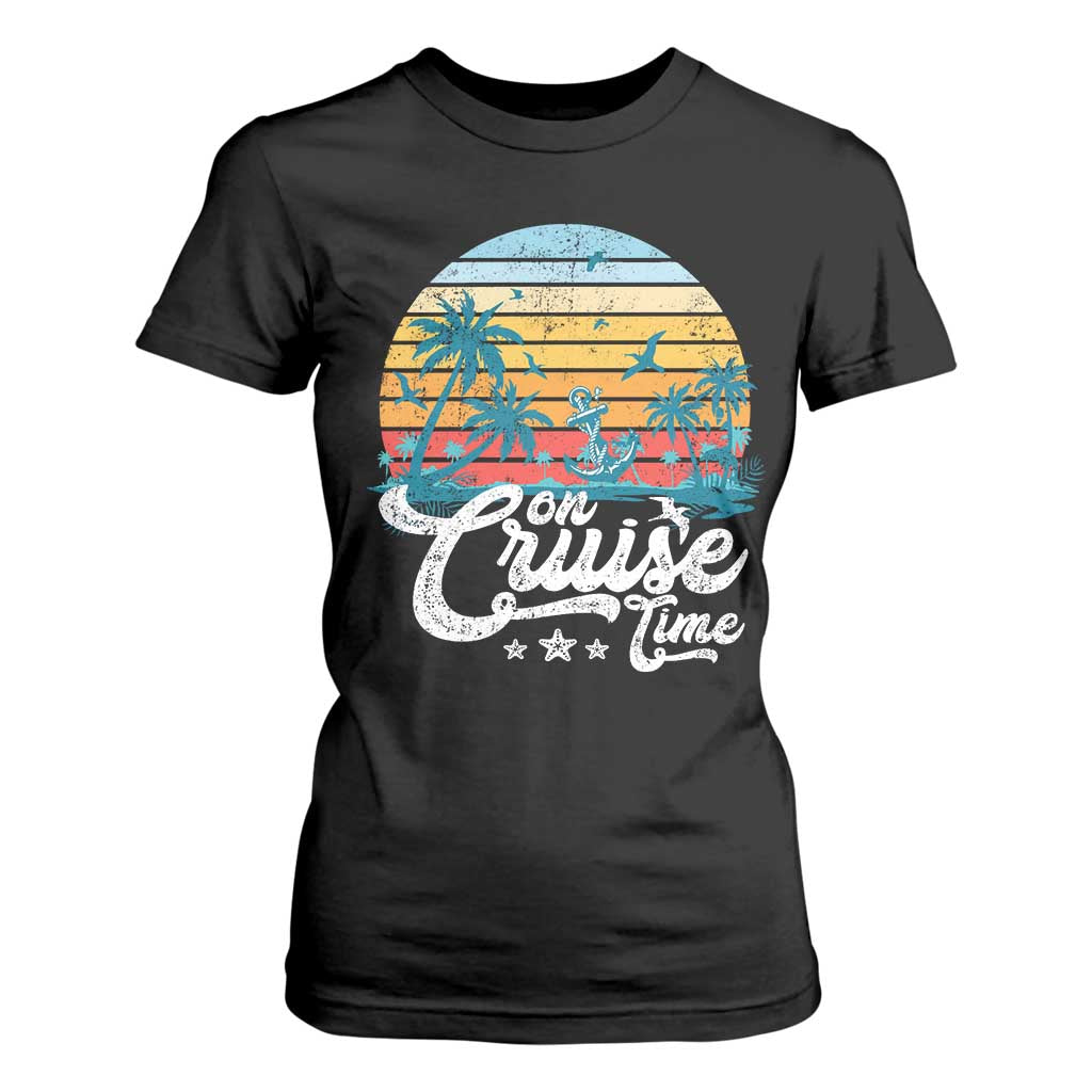 On Cruise Time T Shirt For Women Retro Summer Vacation Cruising TS10 Black Print Your Wear