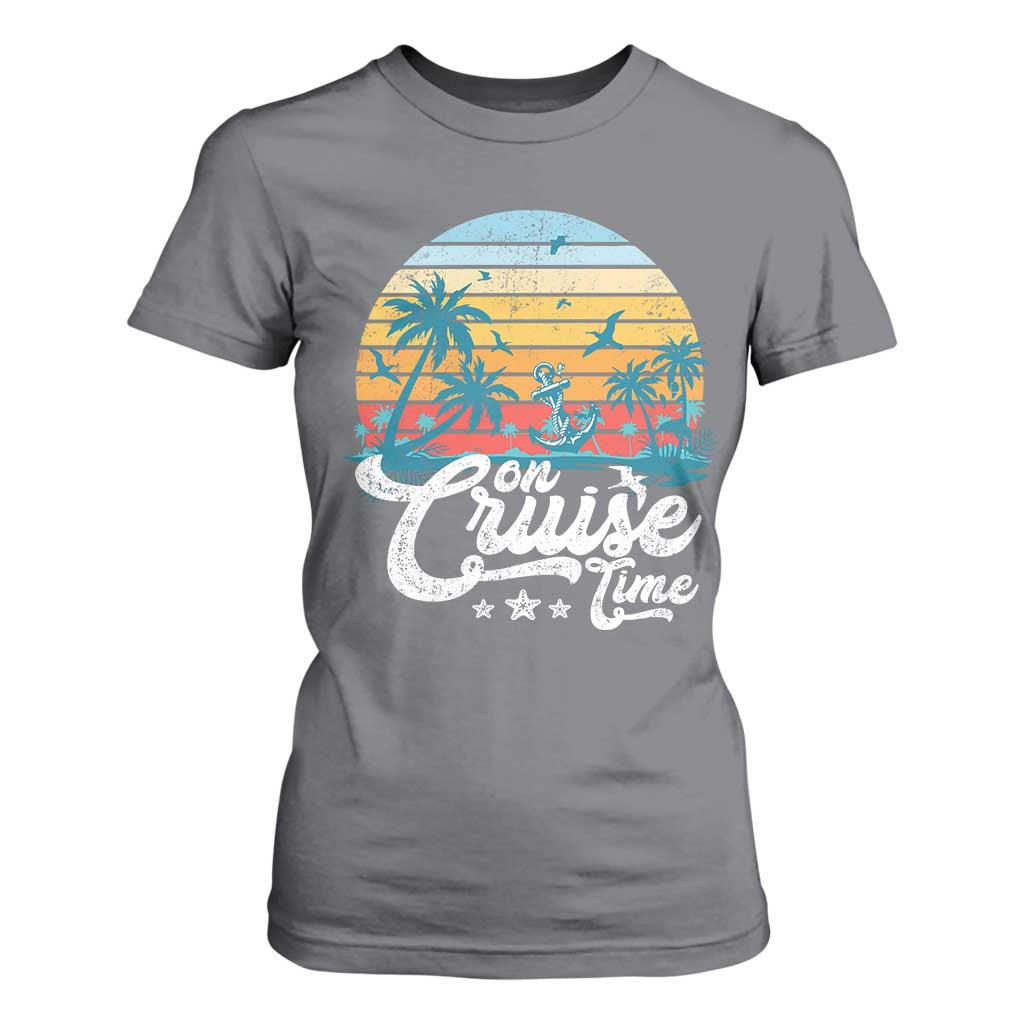 On Cruise Time T Shirt For Women Retro Summer Vacation Cruising TS10 Charcoal Print Your Wear