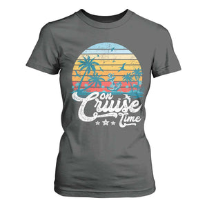 On Cruise Time T Shirt For Women Retro Summer Vacation Cruising TS10 Dark Heather Print Your Wear