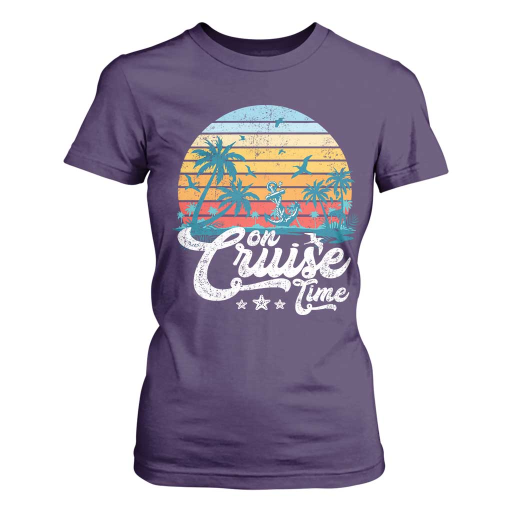 On Cruise Time T Shirt For Women Retro Summer Vacation Cruising TS10 Purple Print Your Wear