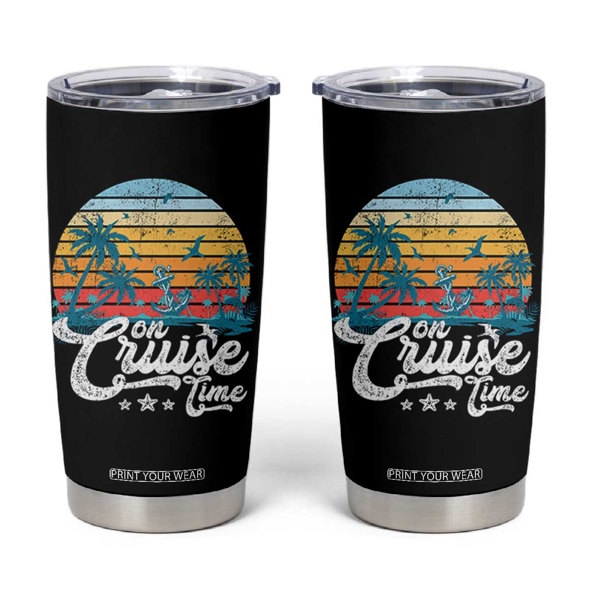 On Cruise Time Tumbler Cup Retro Summer Vacation Cruising TS10 Black Print Your Wear