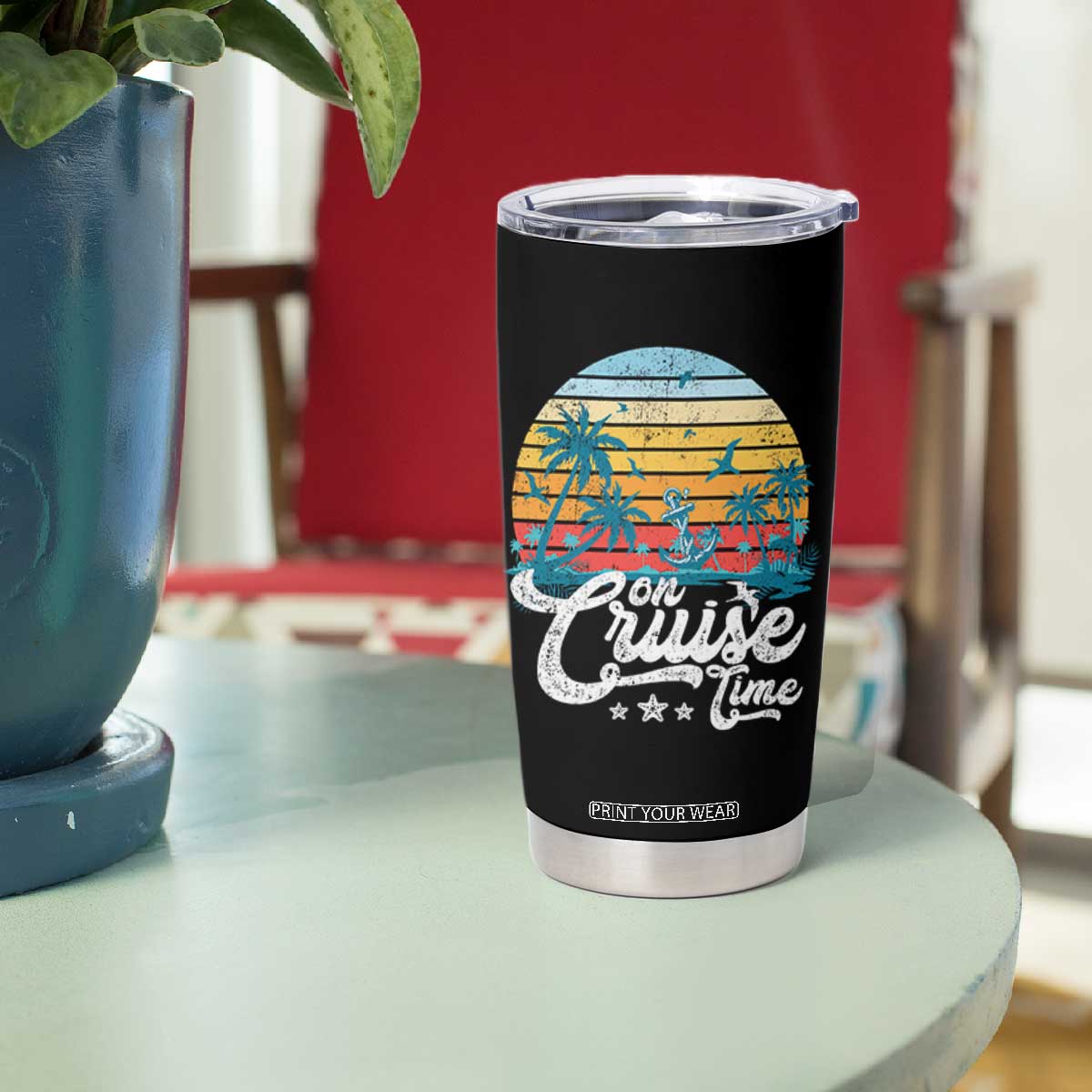 On Cruise Time Tumbler Cup Retro Summer Vacation Cruising TS10 Print Your Wear