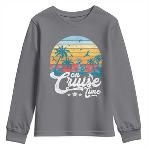 On Cruise Time Youth Sweatshirt Retro Summer Vacation Cruising TS10 Charcoal Print Your Wear