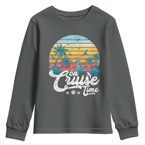 On Cruise Time Youth Sweatshirt Retro Summer Vacation Cruising TS10 Dark Heather Print Your Wear