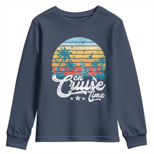 On Cruise Time Youth Sweatshirt Retro Summer Vacation Cruising TS10 Navy Print Your Wear