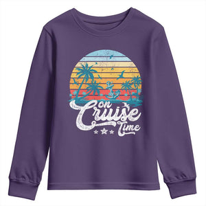 On Cruise Time Youth Sweatshirt Retro Summer Vacation Cruising TS10 Purple Print Your Wear