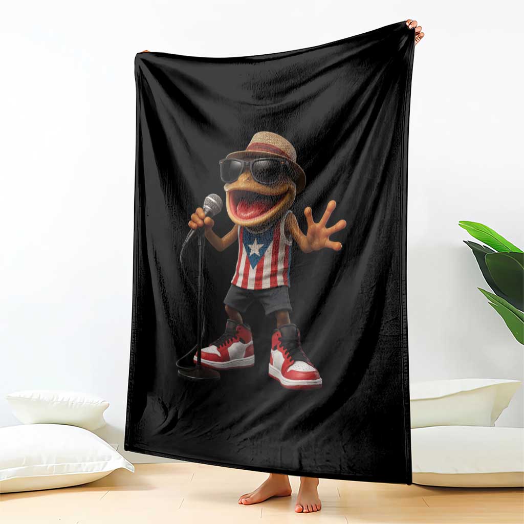 Coqui Puerto Rican Flag Throw Blanket Taino Boricua Frog Singing TS10 Print Your Wear